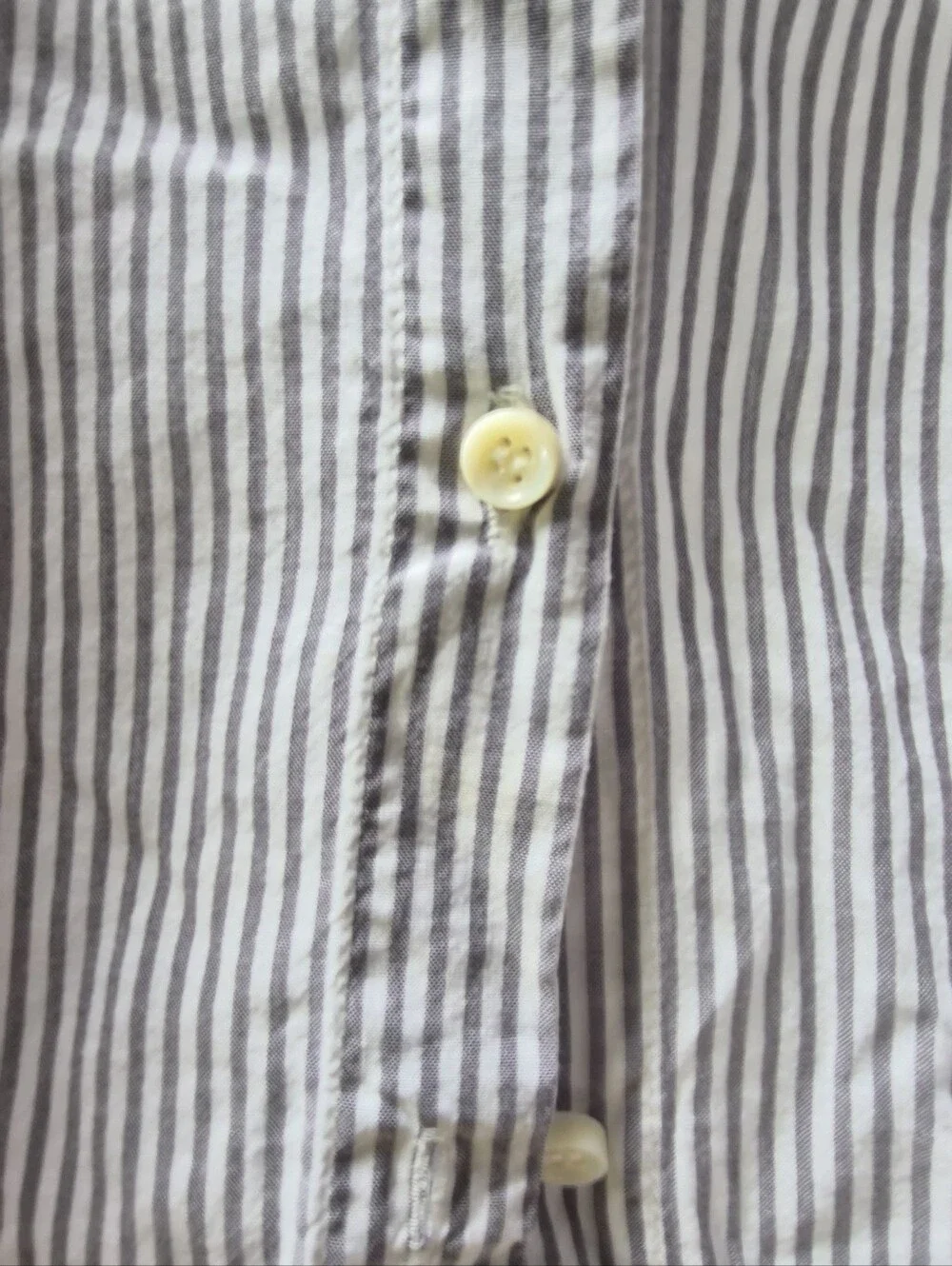 DÔEN Jonie Grey Stripe Cotton Gauze Peasant Blouse XXL Prairie Top - Picture 4 of 6